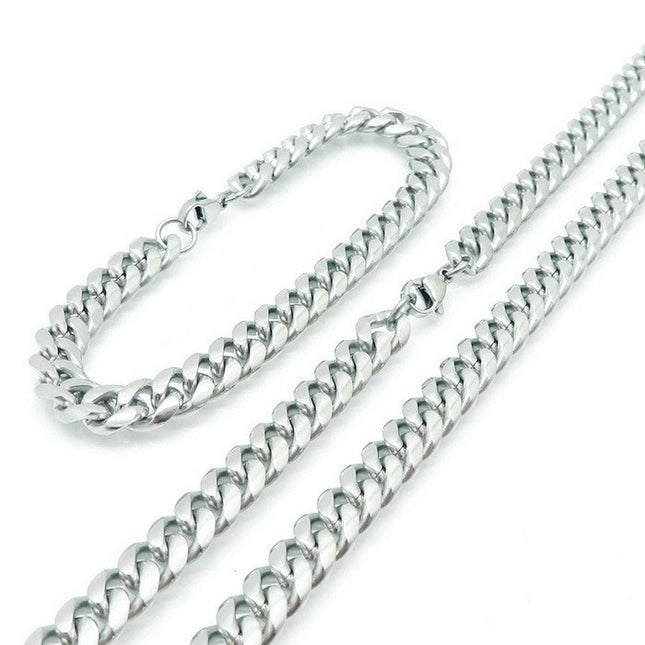 Set Lant Si Bratara Cuban Din Inox Masiv