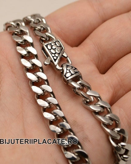 Set Lant Si Bratara Cuban Din Inox Masiv