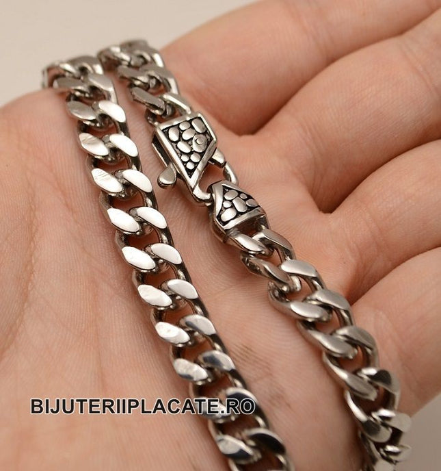 Set Lant Si Bratara Cuban Din Inox Masiv