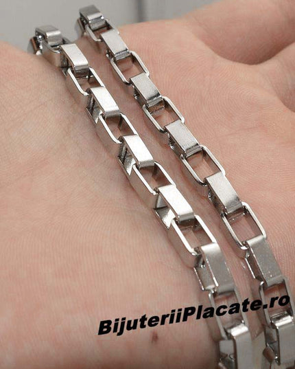 Set Lant Si Bratara Cuban Din Inox