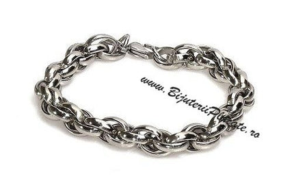 Set Lant Si Bratara Inox Argintiu