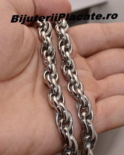 Set Lant Si Bratara Inox Argintiu