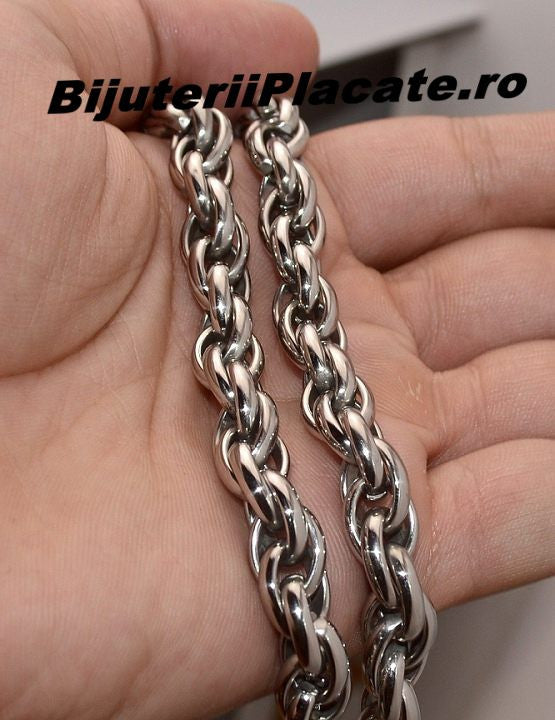 Set Lant Si Bratara Inox Argintiu