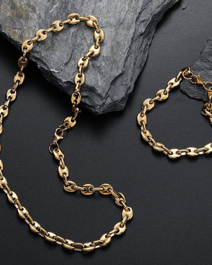 Set Lant Si Bratara Inox Auriu