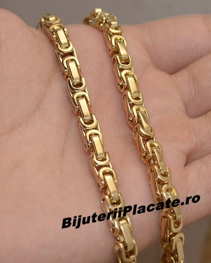 Set Lant Si Bratara Inox Auriu