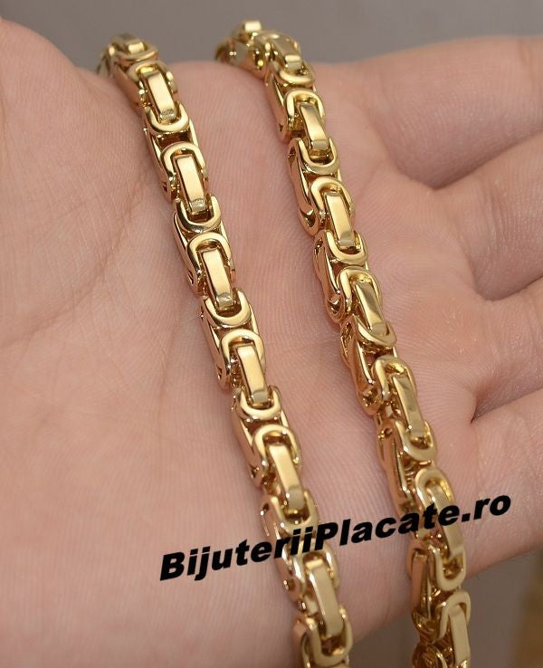 Set Lant Si Bratara Inox Auriu