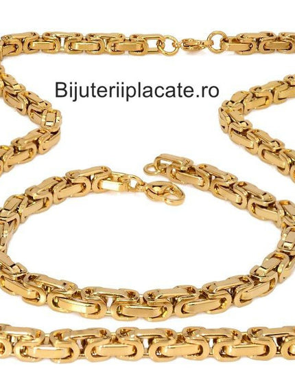 Set Lant Si Bratara Inox Auriu