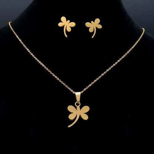 Set -libelula- Lantisor Cu Pandantiv + Cercei Inox