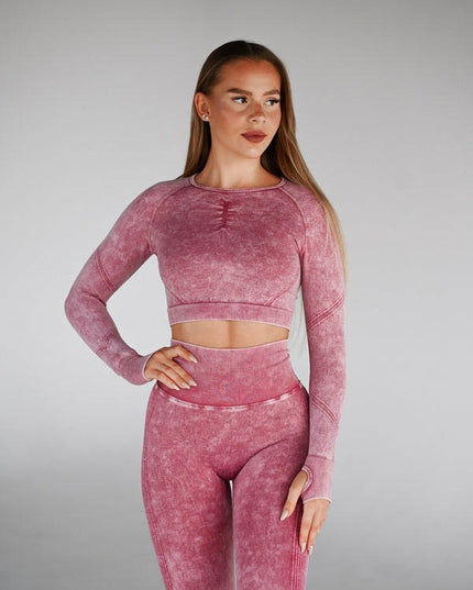 Set Sport Două Piese Roz, Bluza Cu Design Push-Up, Colanti Conturati Pentru Fese, Sculptarea Siluetei