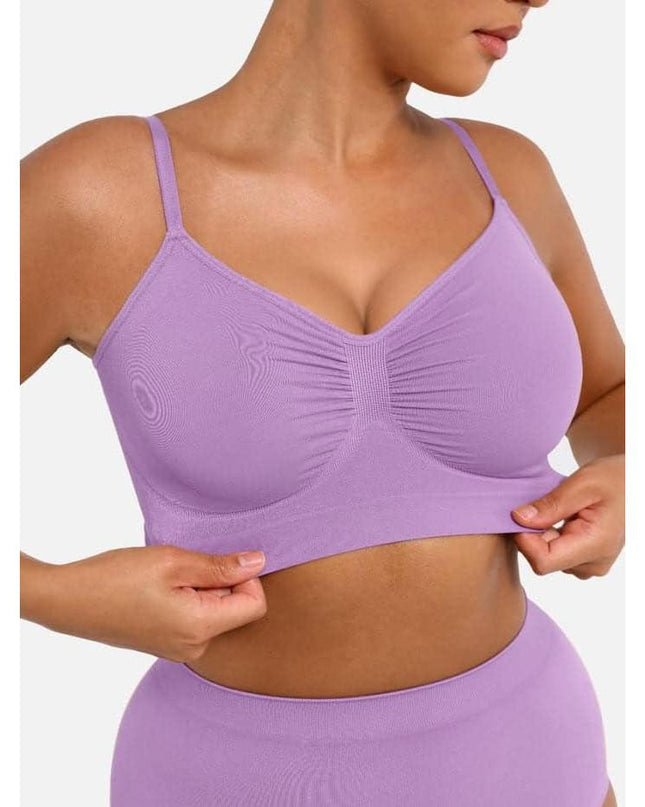 Sutien Modelator Skin Efect Push Up, Fara Cusaturi , Cu Bretele Ajustabile, Culoare Mov