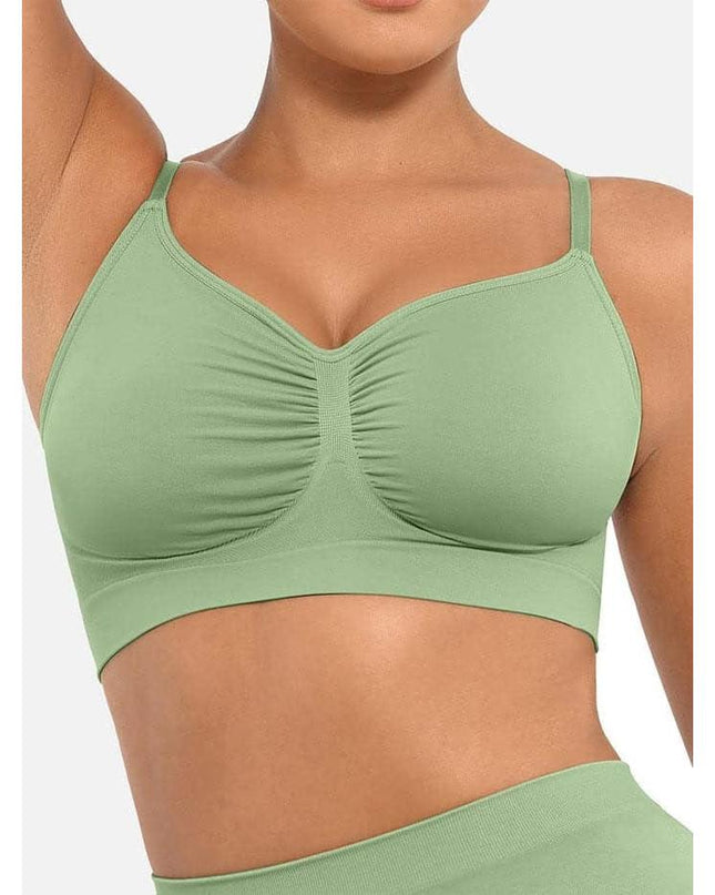 Sutien Modelator Skin Fara Cusaturi, Fara Prindere Mos si Baba, Cu Bretele Ajustabile, Culoare Verde