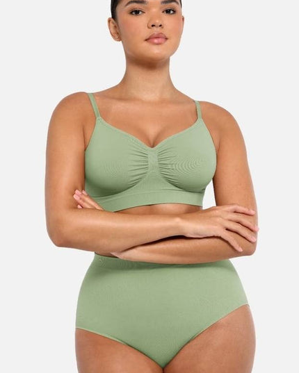 Sutien Modelator Skin Fara Cusaturi, Fara Prindere Mos si Baba, Cu Bretele Ajustabile, Culoare Verde
