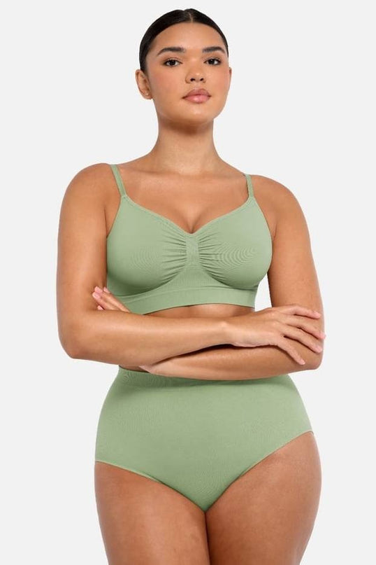Sutien Modelator Skin Fara Cusaturi, Fara Prindere Mos si Baba, Cu Bretele Ajustabile, Culoare Verde