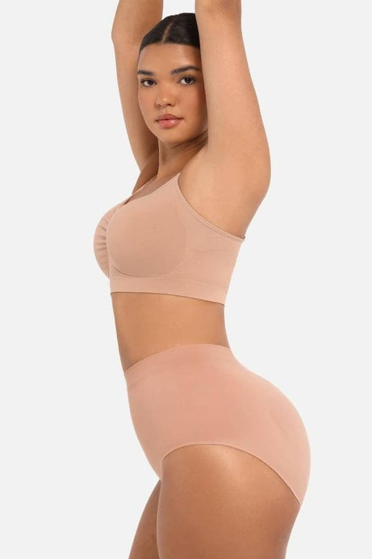 Sutien Modelator Skin Fara Prindere Mos si Baba, Cu Bretele Ajustabile, Bej inchis