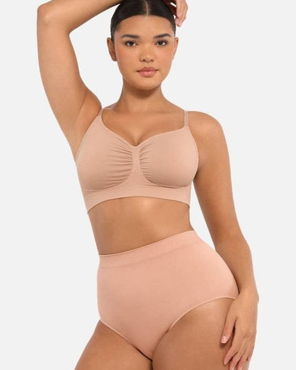 Sutien Modelator Skin Fara Prindere Mos si Baba, Cu Bretele Ajustabile, Bej inchis