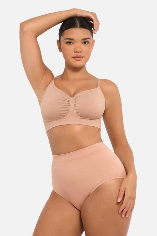Sutien Modelator Skin Fara Prindere Mos si Baba, Cu Bretele Ajustabile, Bej inchis