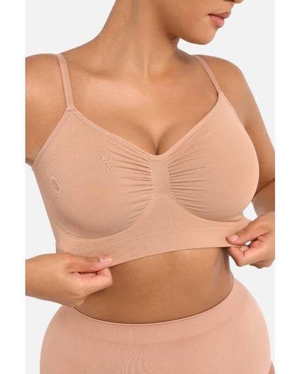 Sutien Modelator Skin Fara Prindere Mos si Baba, Cu Bretele Ajustabile, Bej inchis