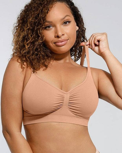 Sutien Modelator Skin Fara Prindere Mos si Baba, Cu Bretele Ajustabile, Bej inchis