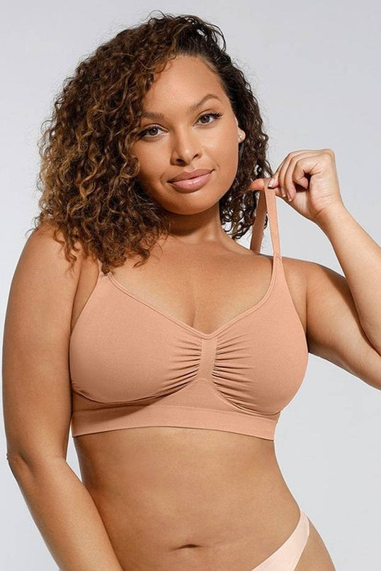 Sutien Modelator Skin Fara Prindere Mos si Baba, Cu Bretele Ajustabile, Bej inchis