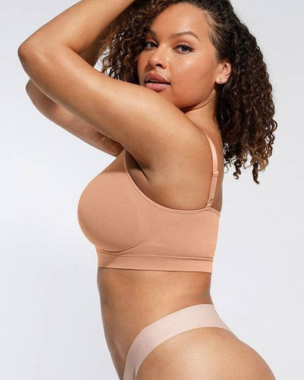 Sutien Modelator Skin Fara Prindere Mos si Baba, Cu Bretele Ajustabile, Bej inchis
