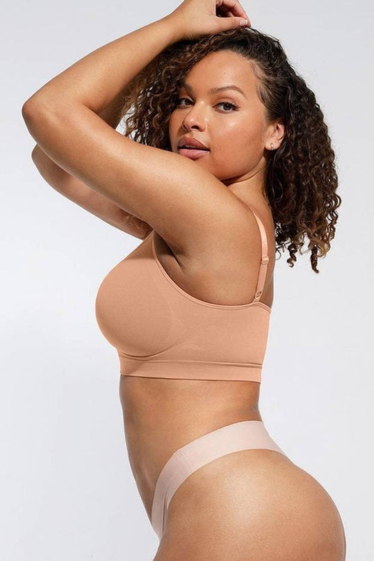 Sutien Modelator Skin Fara Prindere Mos si Baba, Cu Bretele Ajustabile, Bej inchis