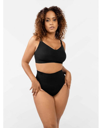 Tanga Modelator Talie Foarte Inalta Negru, Control Abdomen Si Talie, Efect Modelare Silueta