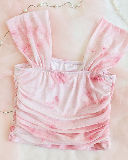 Top Roz Tie-Dye Opaque - Versatil pentru Oricare Ocazie, Confortabil și Elegant, Fără Transparență.Bustiera