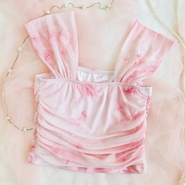 Top Roz Tie-Dye Opaque - Versatil pentru Oricare Ocazie, Confortabil și Elegant, Fără Transparență.Bustiera
