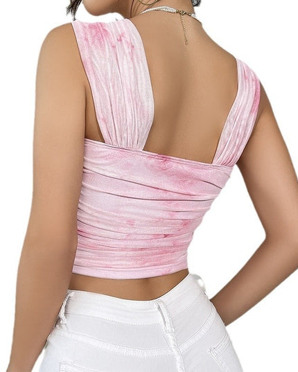 Top Roz Tie-Dye Opaque - Versatil pentru Oricare Ocazie, Confortabil și Elegant, Fără Transparență.Bustiera