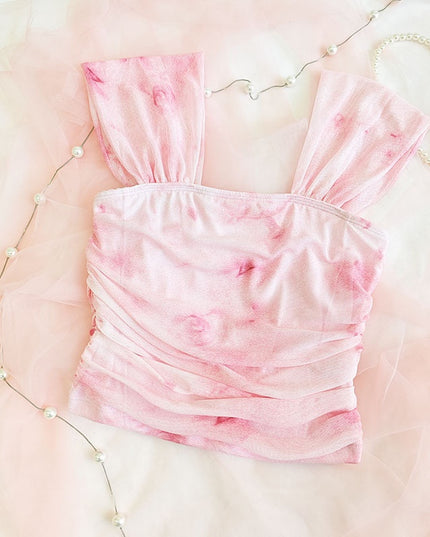 Top Roz Tie-Dye Opaque - Versatil pentru Oricare Ocazie, Confortabil și Elegant, Fără Transparență.Bustiera