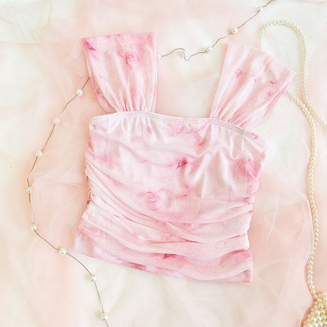 Top Roz Tie-Dye Opaque - Versatil pentru Oricare Ocazie, Confortabil și Elegant, Fără Transparență.Bustiera